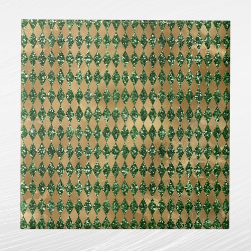 Elegant Green Gold Diamond Pattern Ceramic Tile