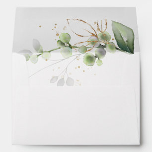 Elegant Green Gold Eucalyptus Wedding Envelope