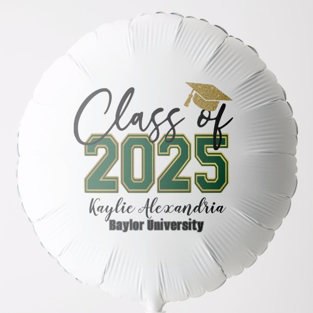 Elegant Green & Gold Graduation Balloon (Front)