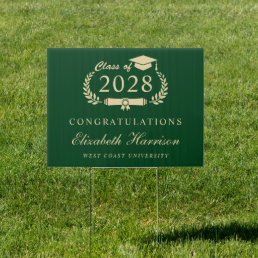 Elegant Green Gold Graduation Congratulations Sign