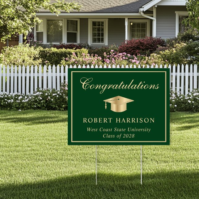 Elegant Green Gold Graduation Congratulations Sign (Creator Uploaded)