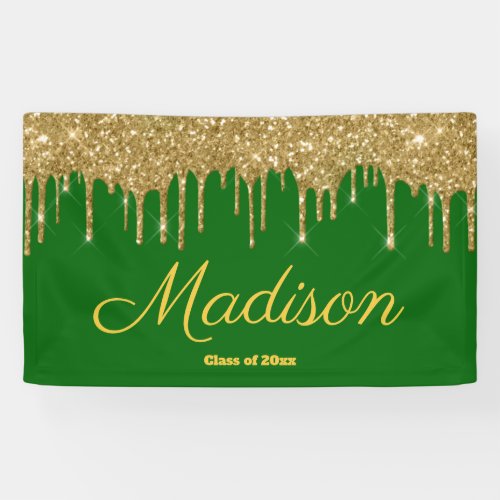 Elegant Green Gold Graduation Party Class of 2024 Banner