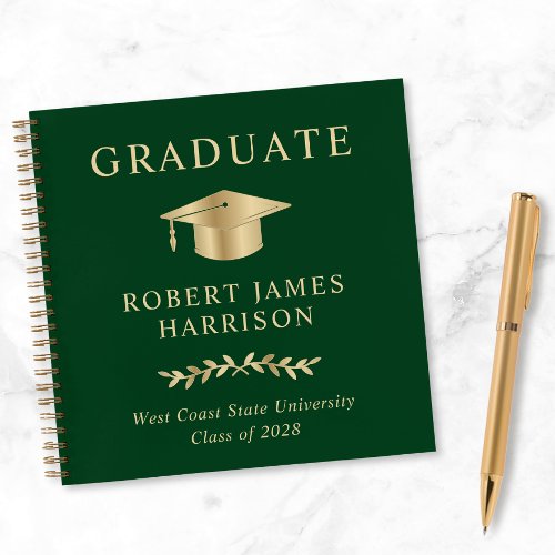 Elegant Green Gold Graduation Party Guest Book