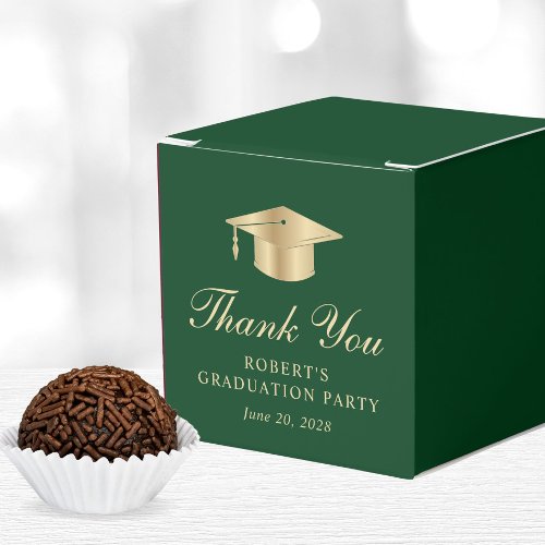 Elegant Green Gold Graduation Party Thank You Favor Boxes