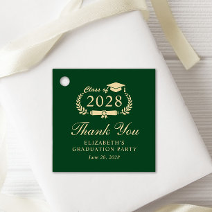 Elegant Green Gold Graduation Party Thank You Favor Tags