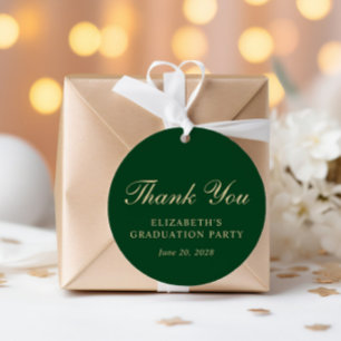 Elegant Green Gold Graduation Party Thank You Favor Tags