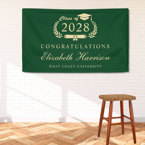 Elegant Green Gold Graduation Party Welcome Banner