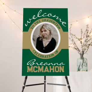 Elegant Green & Gold Graduation Photo Welcome Foam Board