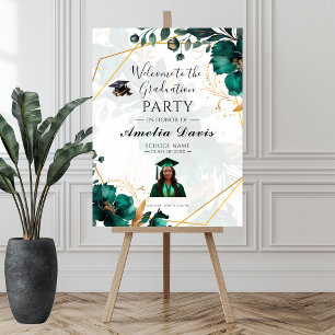 Elegant Green & Gold Graduation Welcome Board