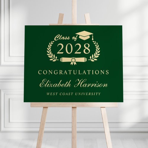 Elegant Green Gold Graduation Welcome Foam Board