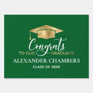 Elegant Green Gold Graduation Yard Sign