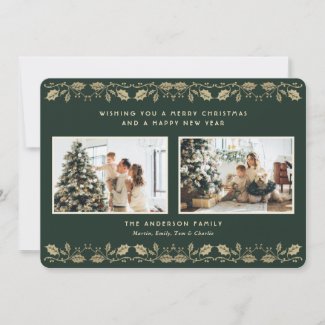 Elegant Green Gold Holly Berries Photo