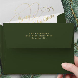 Elegant green gold Merry Christmas Envelope