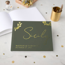 Elegant Green Gold Minimal Olives Italian Wedding