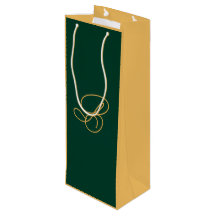 Elegant Green & Gold Monogram Script Name