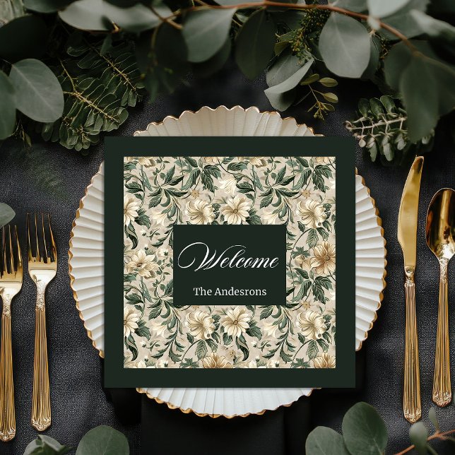 Elegant Green Gold Napkins Personalized Tableware (Elegant Green Gold Napkins Personalized Tableware)