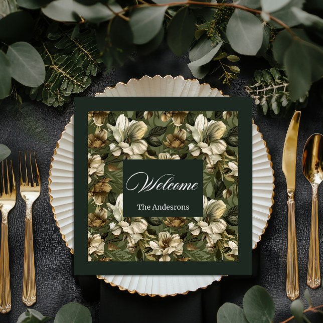 Elegant Green Gold Napkins Personalized Tableware (Shabby Chic Napkins Sage Green Gold Botanical Set)