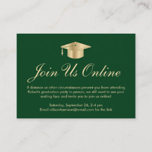 Elegant Green Gold Online Graduation Party Enclosure Card