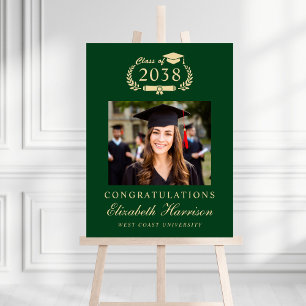 Elegant Green Gold Photo Graduation Party Welcome Foam Board