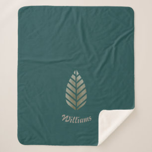 Elegant Green Gold Pine Personalized Sherpa Blanket