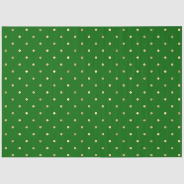 Elegant Green Gold Polka Dots Tissue Paper (Front)