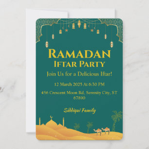 Elegant Green Gold Ramadan Iftar Party Invitation