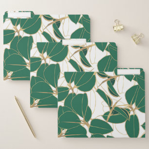 Elegant Green Gold Rubber Plant Foliage Design File Folder