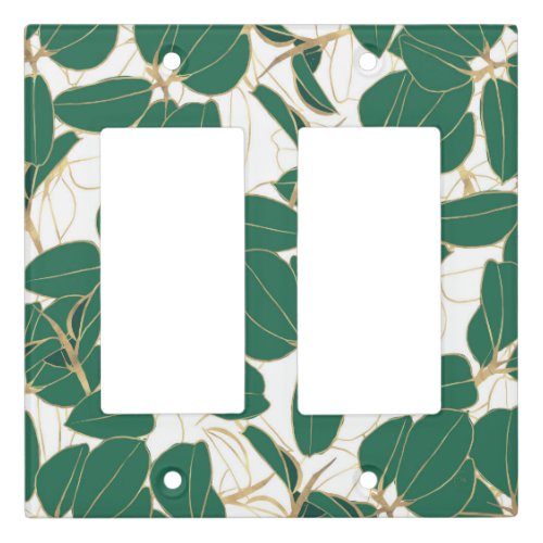 Elegant Green Gold Rubber Plant Foliage Design Light Switch Cover