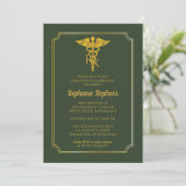 Elegant Green | Gold Rx Pharmacy Graduation Party Invitation (Standing Front)