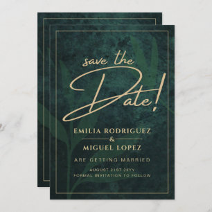Elegant Green Gold Save the Date QR Code RSVP   Invitation