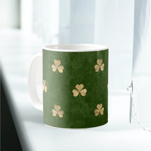 Elegant Green Gold Shamrock Coffee Mug