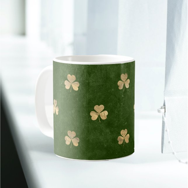 Elegant Green Gold Shamrock Coffee Mug (Creator Uploaded)