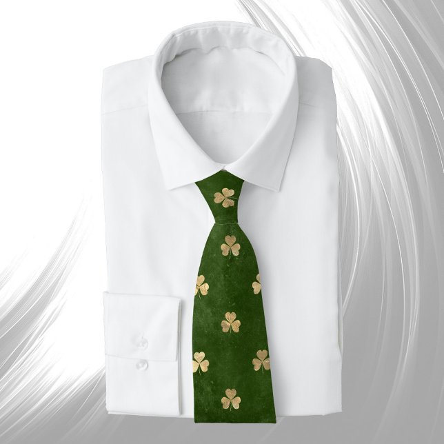 Elegant Green Gold Shamrock Neck Tie (Creator Uploaded)