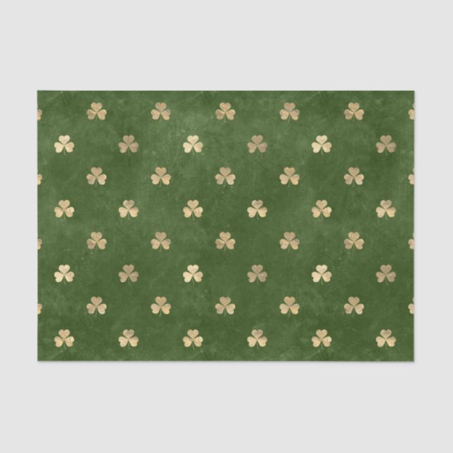 Elegant Green Gold Shamrock Tissue Paper (Front)