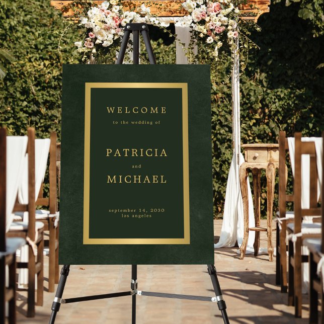 Elegant green gold simple typography welcome sign (Creator Uploaded)