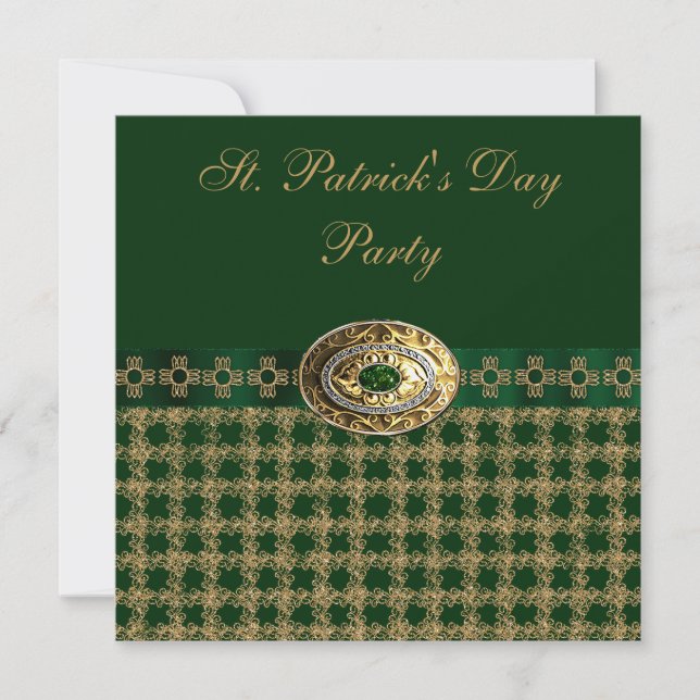 Elegant Green & Gold St. Patrick's Day Party Invitation (Front)