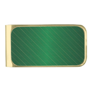 Elegant Green Gold Striped Gold Finish Money Clip