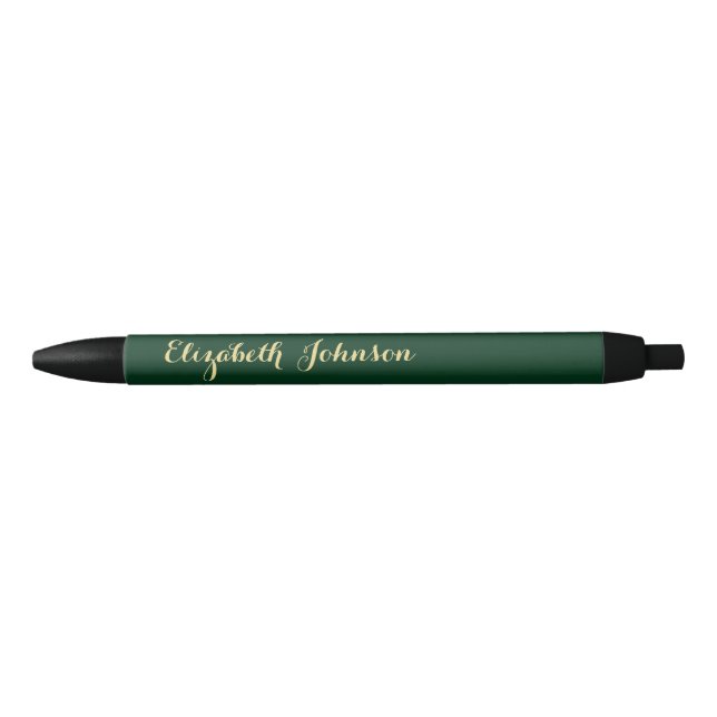 Elegant Green Gold Stylish Name Office Business Pen (Front)