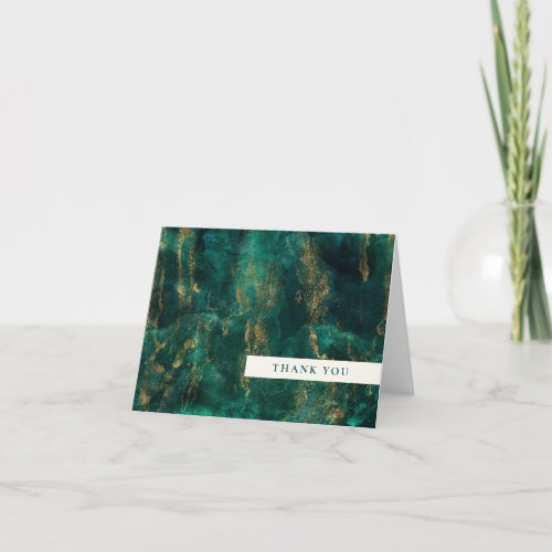 Elegant Green Gold Watercolor  Thank You Card
