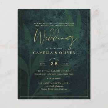 Elegant Green Gold Wedding Invite QR Code RSVP   Flyer