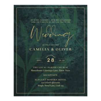 Elegant Green Gold Wedding Invite QR Code RSVP   Flyer