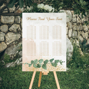 Elegant Green & Gold Wedding Seating Chart Foam Board