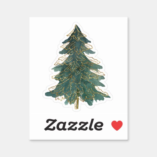 Elegant Green Golden Christmas Tree Sticker