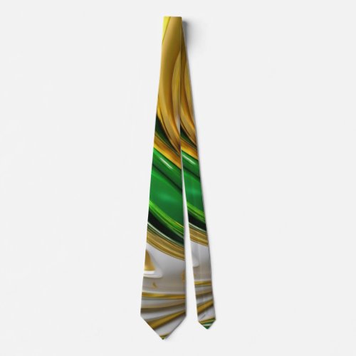 Elegant Green Golden Foil Marble Neck Tie