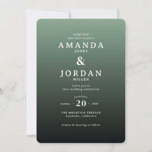 Elegant Green Gradient Wedding Invitation