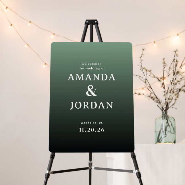 Elegant Green Gradient Wedding Sign (In Situ (Stand))