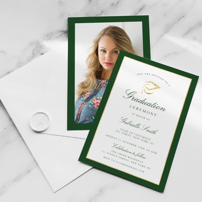 Elegant green graduation ceremony invitation (Creator Uploaded)
