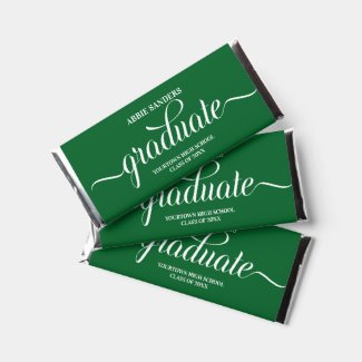 Elegant Green Graduation Name School Year     Hershey Bar Favors