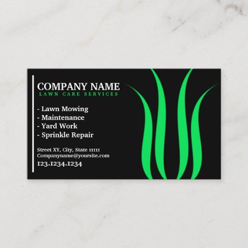 Elegant Green Grass Silhouette Vector Lawn Care Business Card
