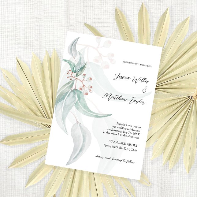Elegant Green-Gray Eucalyptus Watercolor Art Invitation (Creator Uploaded)